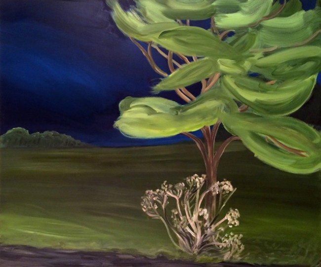 Roadside tree and weed